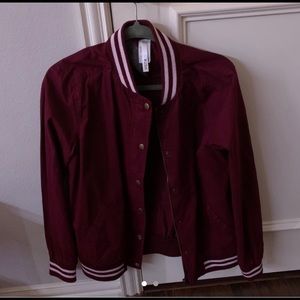 maroon varsity jacket